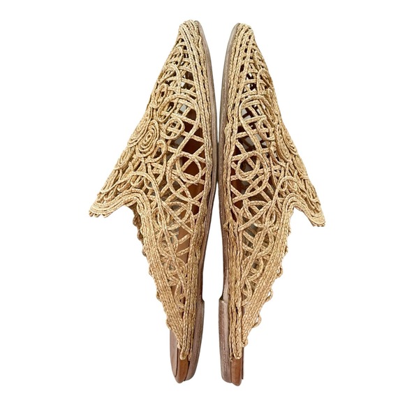 Sundance Veracruz Vintage Lace Mules Pointed Toe Raffia Artisans Dama Raffia - Picture 11 of 12
